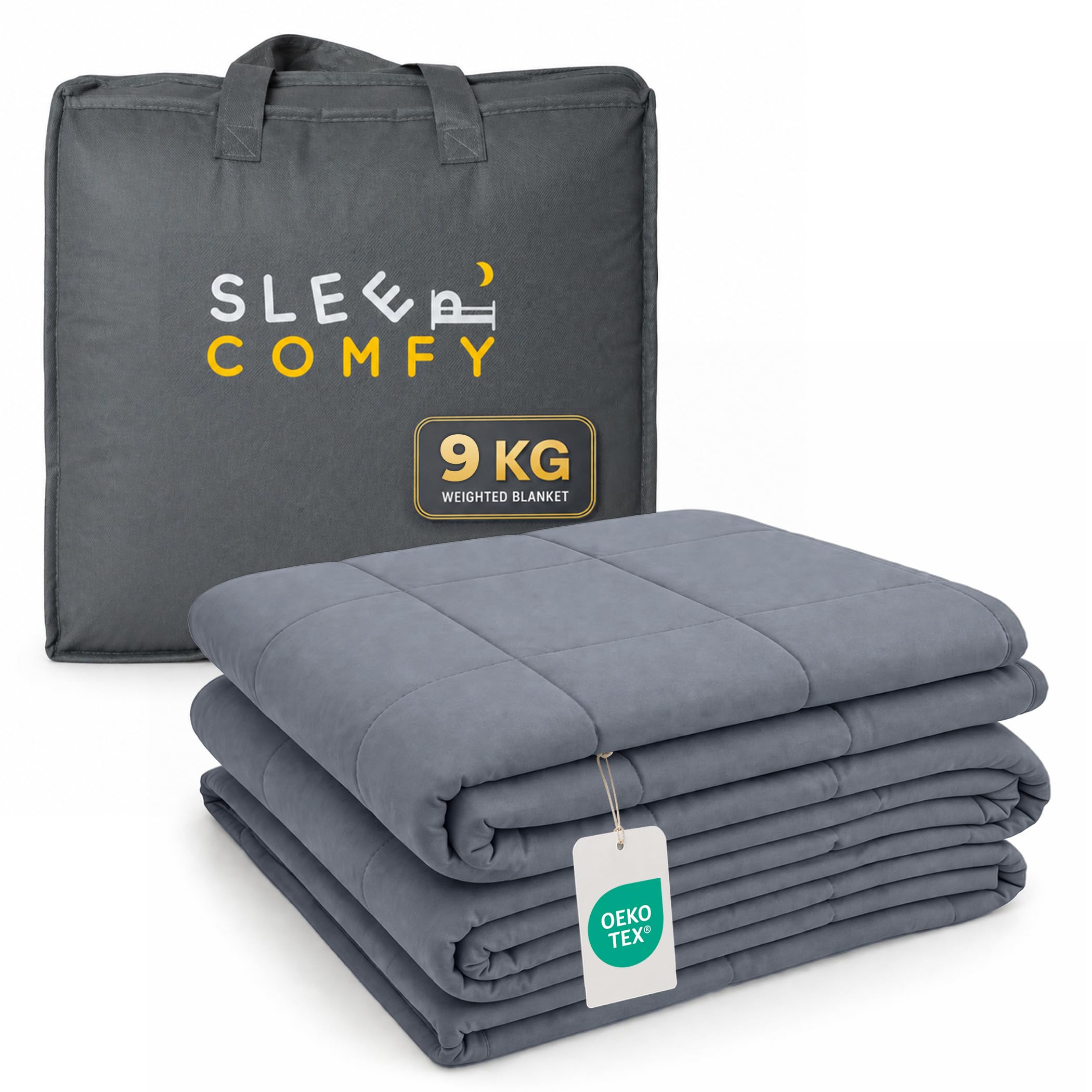 SLEEP COMFY Gewichtsdecke 9 kg 150x200 cm Oeko-Tex Zertifizierte Kühlende Anti-Stress Decke