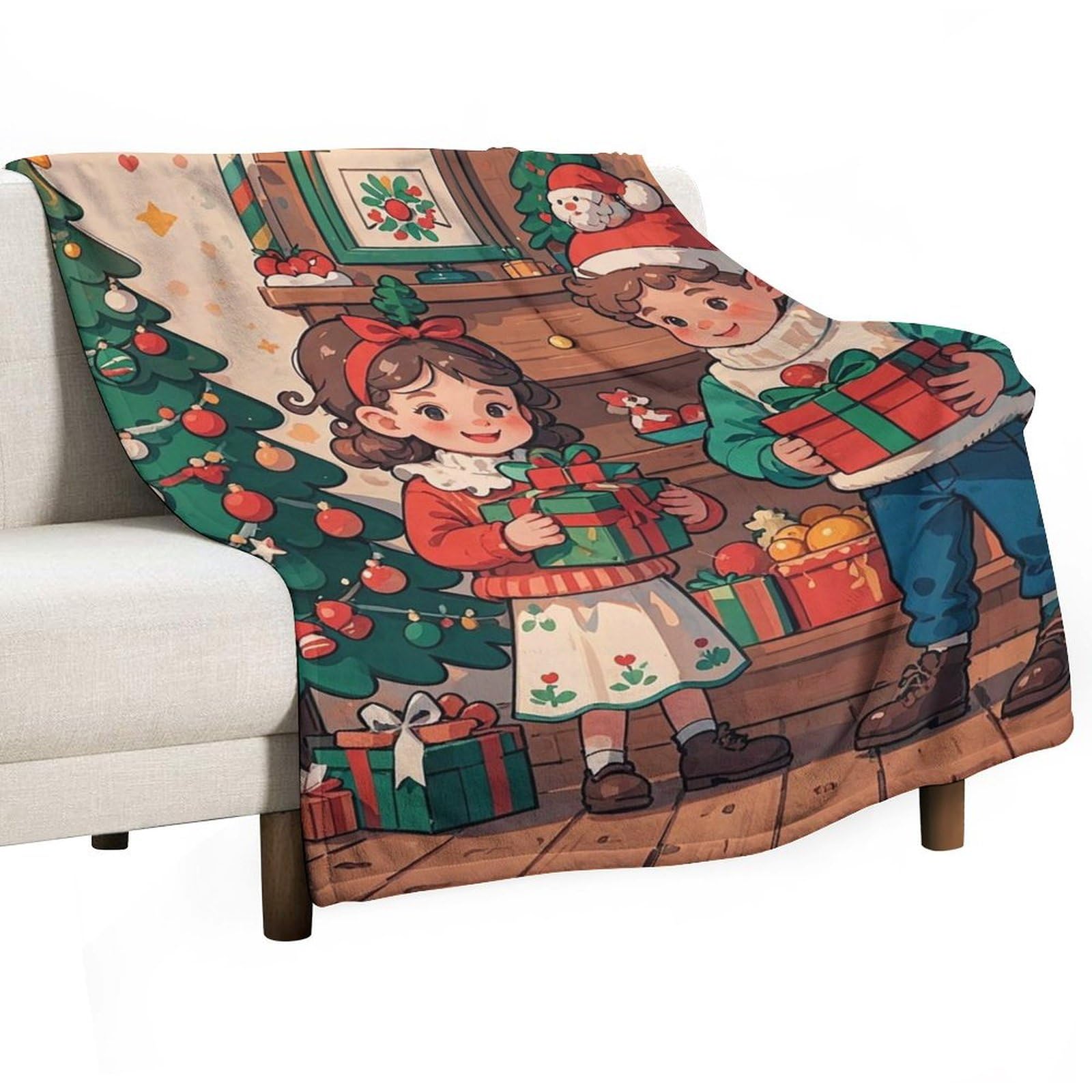 Couverture en flanelle Noël pour enfants 152x203 cm légère pour lit et canapé