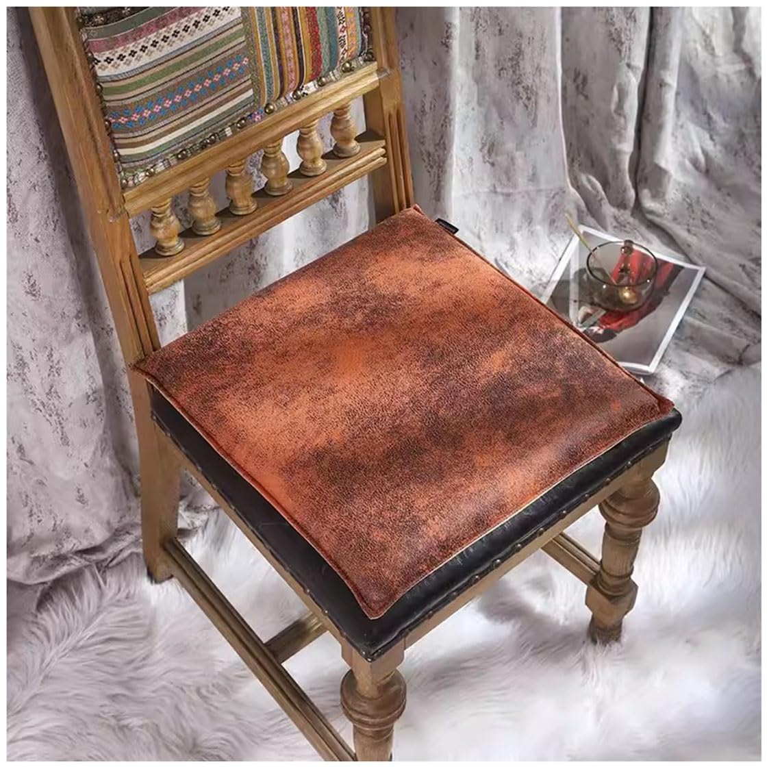 EORNOW Square PU Leather Seat Cushion, 1/2/4 Packs Waterproof Chair Cushion, Floor Cushion Memory Foam Anti-slip Chair Pad, Bar/window/Dining Chairs Seat Pad (Color : A, Size : 45 * 45cm(2 Packs))