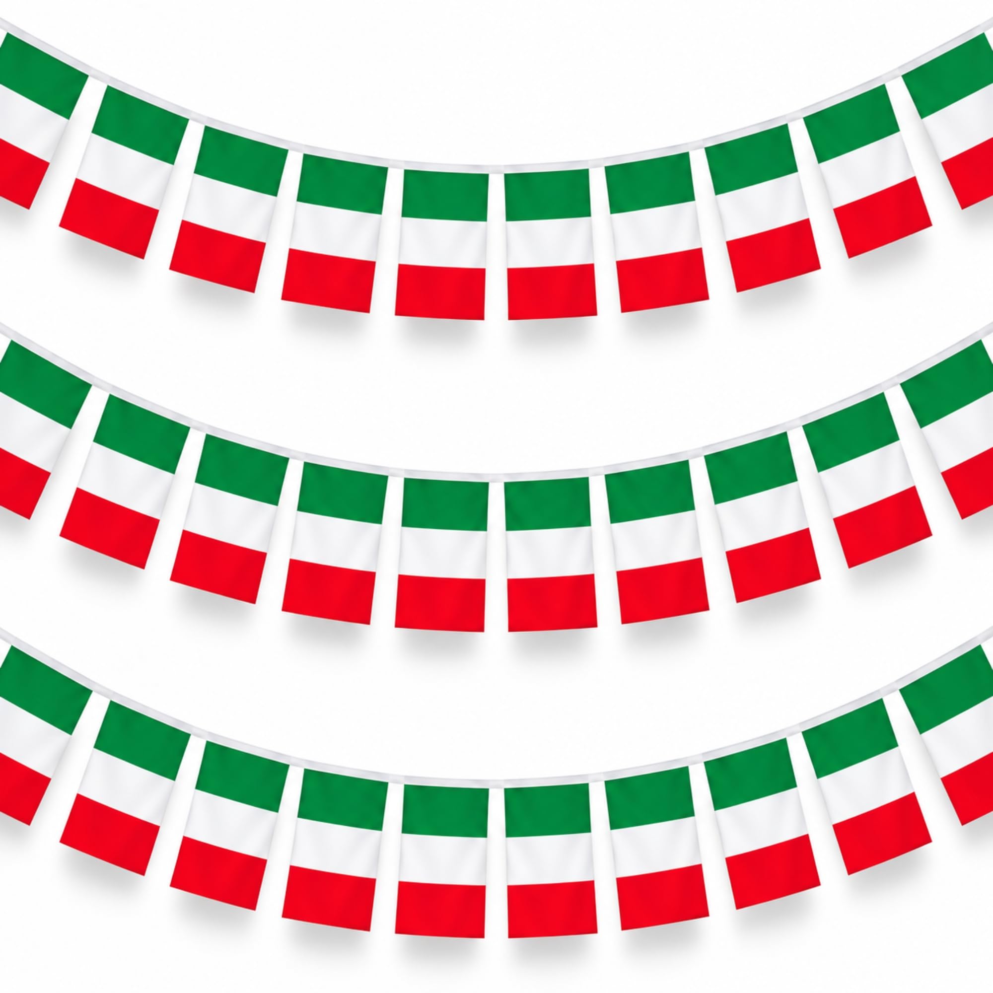 Guirnaldas Bandera Italia, Banderas de 14x21 cm, 30 Banderines 10 Metros - imagen 1