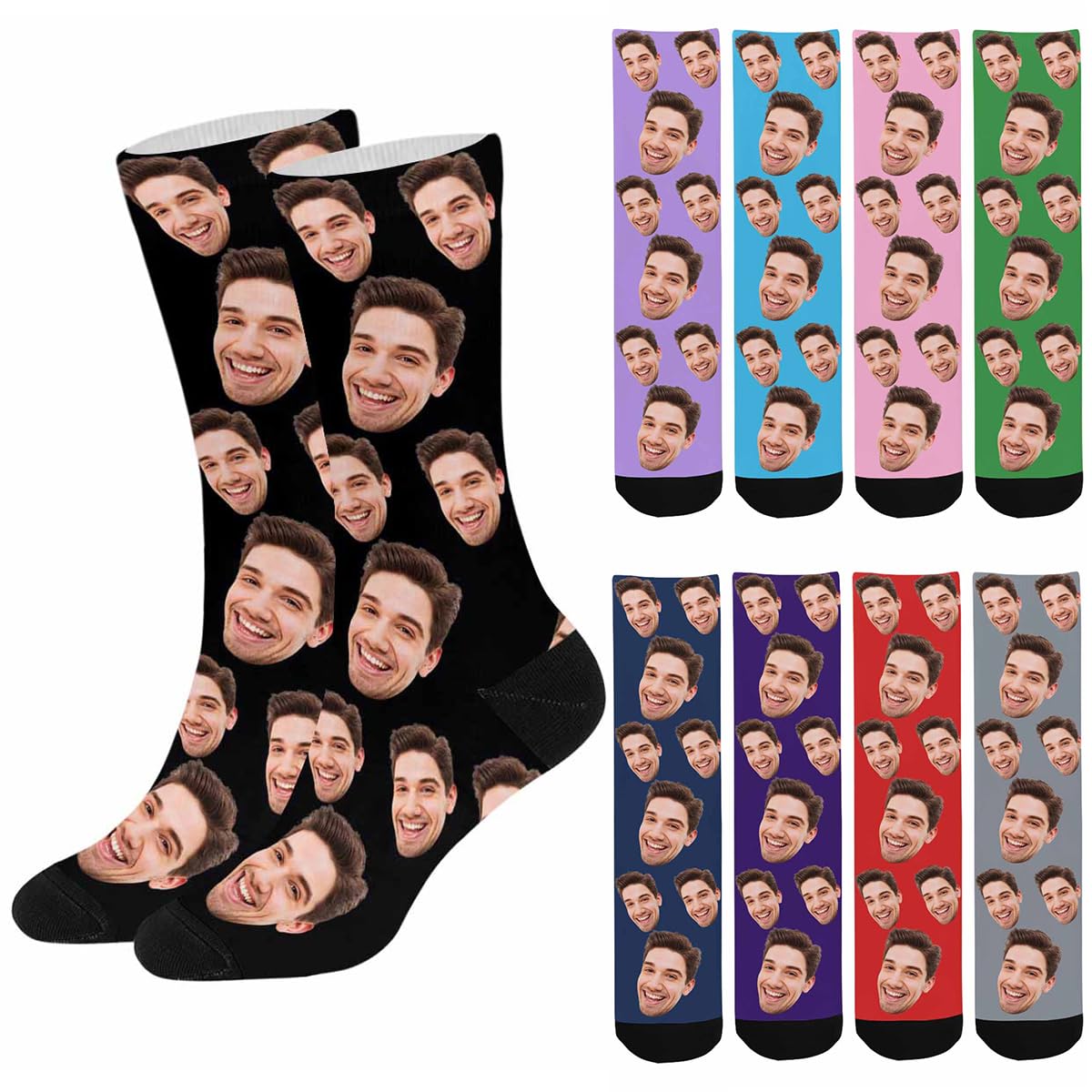 Personalized Socks For Men Women Custom Socks Funny Christmas Gifts for Family Friends Funny Crew Sock