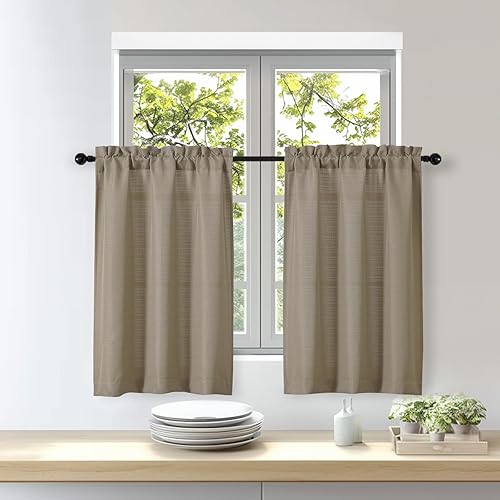 Miniatura 60 de OWENIE Bob Linen Cortinas de Lino de 96 Pulgadas Extra Largas Juego de 2 Paneles para Sala de Estar Dormitorio, Filtrado de Luz Cortinas de Ventana