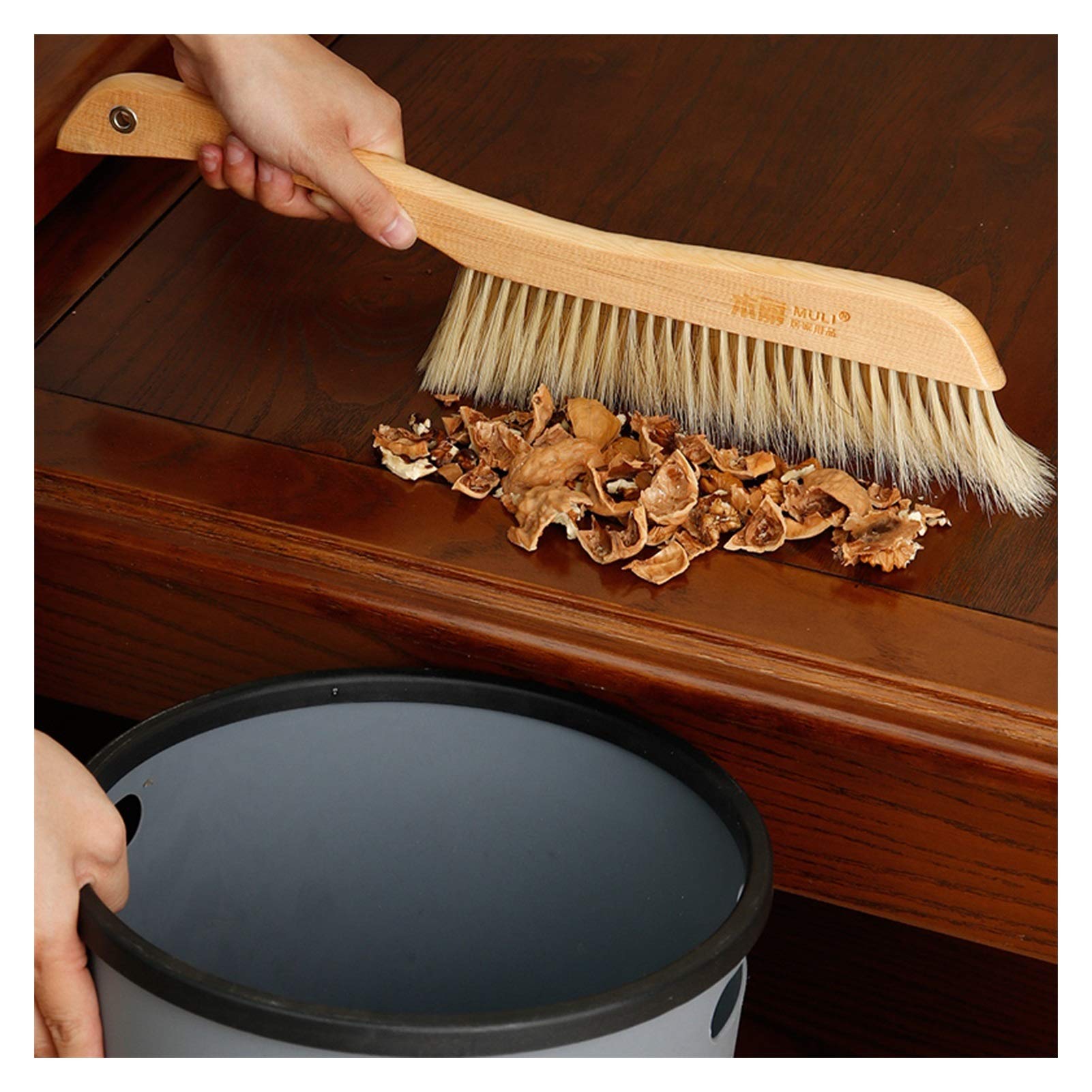 Plumero doméstico, Cepillo Suave for Polvo con Mango Largo de Madera, for Limpiar el Pelo sofás, sábanas, colchas, alfombras, Herramientas Limpieza Reutilizables