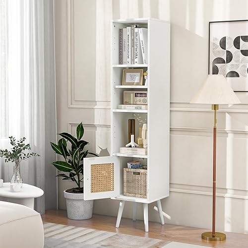 Miniatura 9 de Giantex Estantería de 4 niveles de 54 pulgadas de alto con puerta, armario angosto independiente con estante ajustable, estantería vertical con