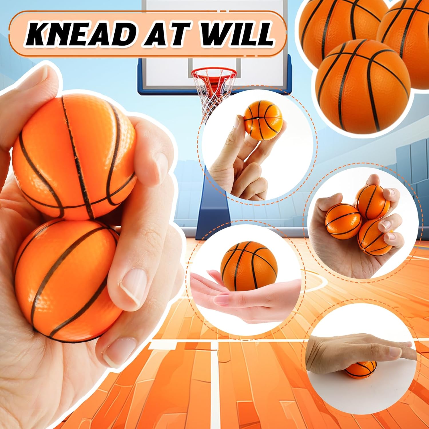 Pack of 12 Stress Balls, Mini Sports Balls, Anti-Stress Ball, Basketball, Stress Balls, Foam Ball with Storage Bag, Anti-Stress Gifts for Adults