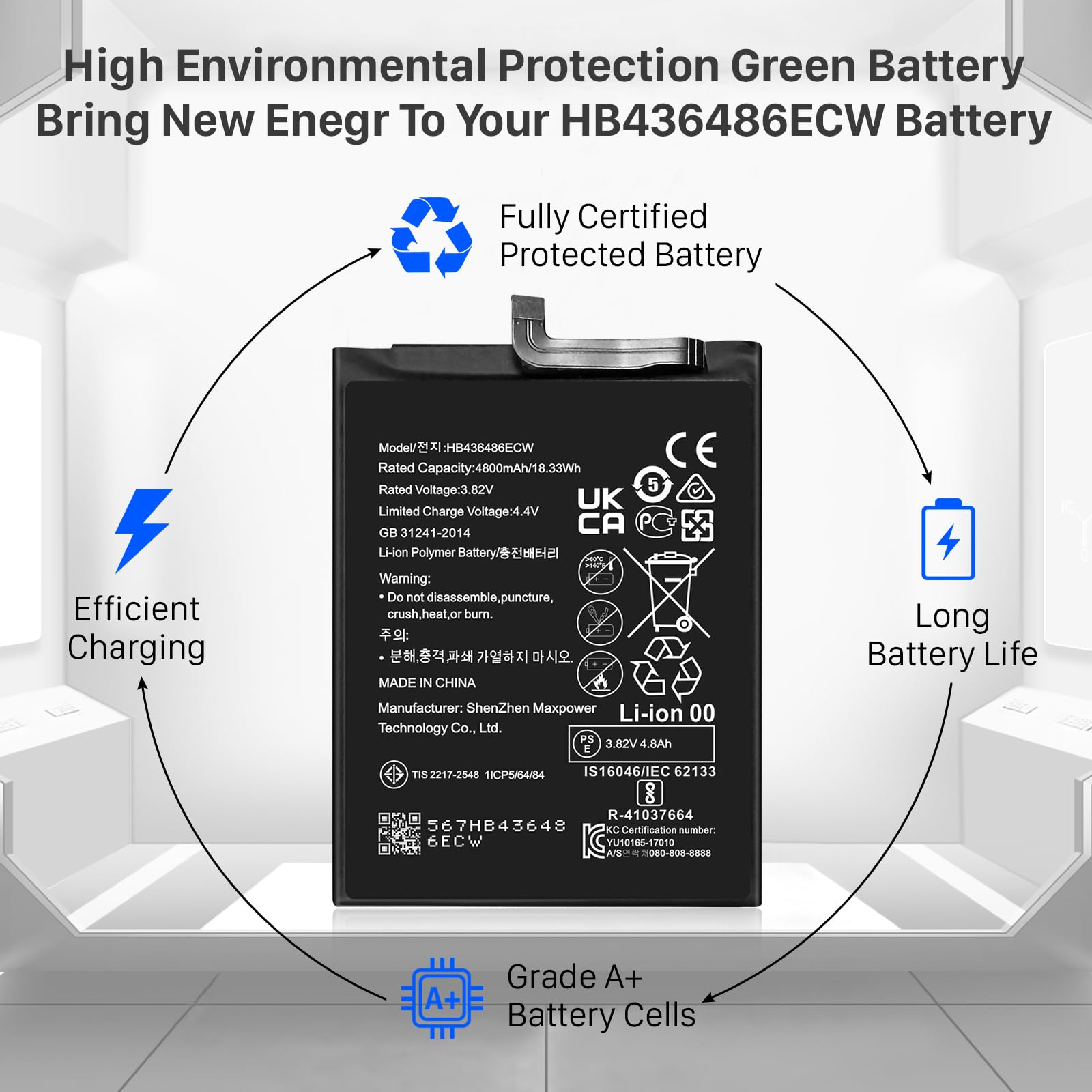 4800mAh Akku HB436486ECW Kompatibel mit Huawei Mate 10 / Mate 10 Pro/Mate 20 / P20 Pro/Honor 20 Pro mit Tools