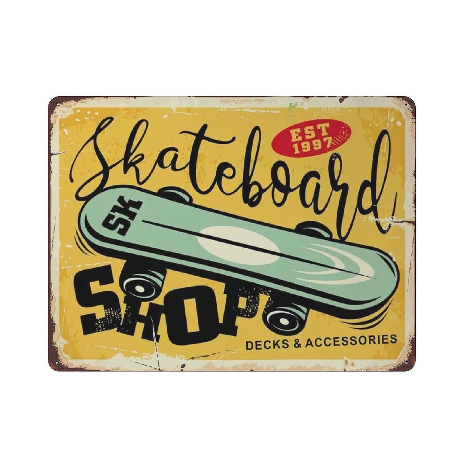 Metal Tin Sign Skateboarding Vintage Tin Poster Metal Sign Wall Decoration Country Kitchen Home Garage Decor 12"x16"