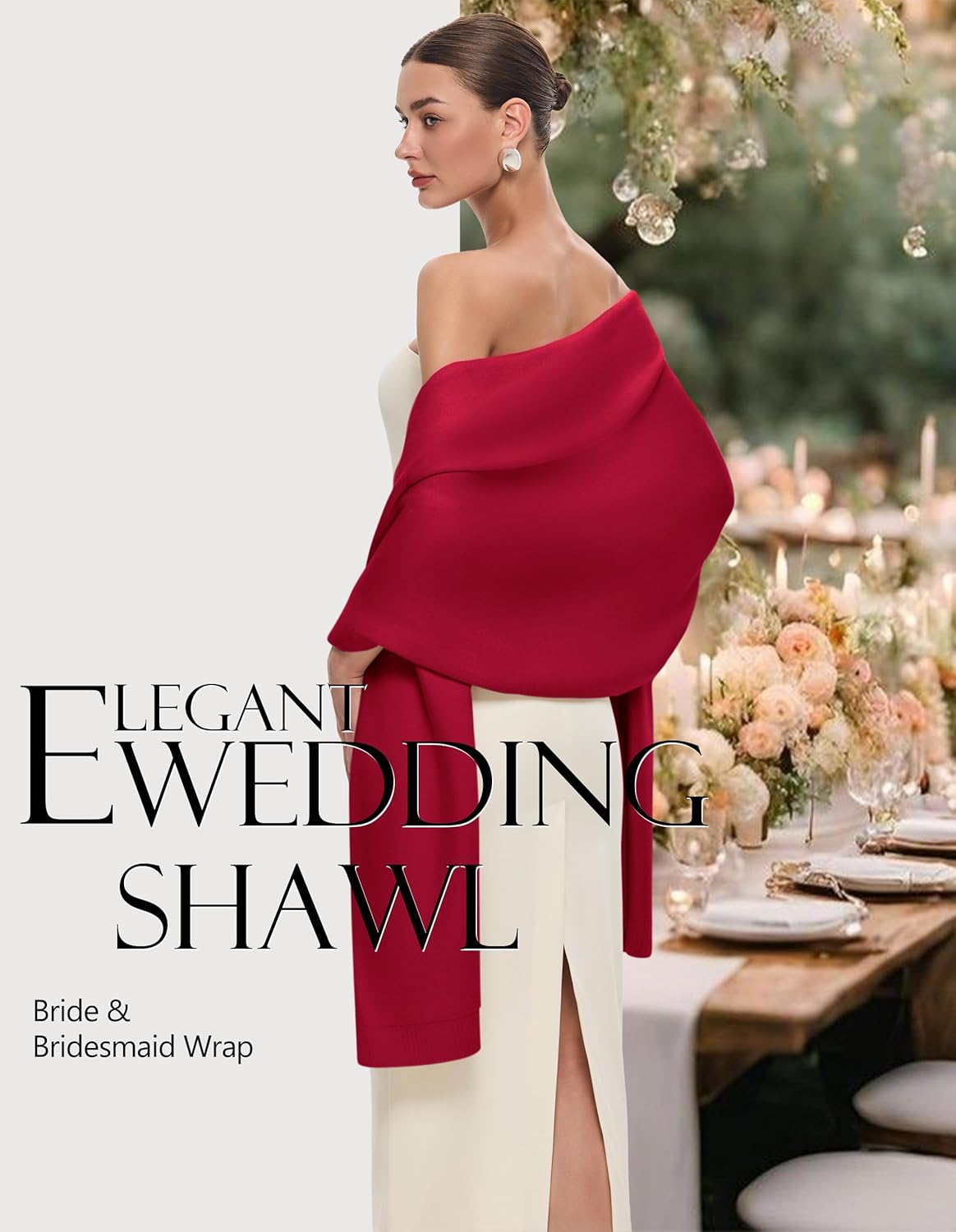 PULI Women's Pashmina Shawl Wraps for Evening Dress Large Scarf Blanket Long Wedding Bridal Winter Warm Shoulder Wrap - Image 3