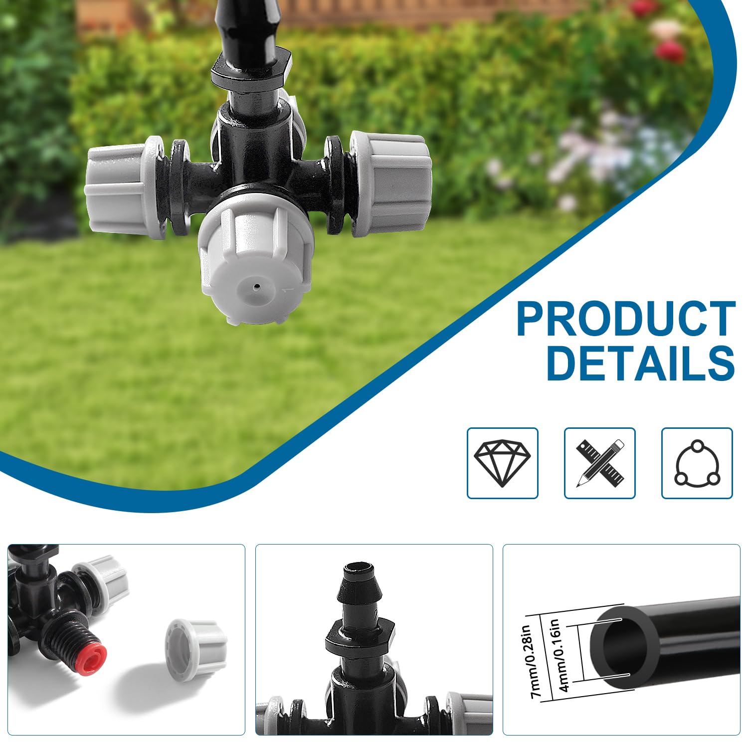 VooGenzek 10 PCS 4-Way Atomizing Nozzle, Plastic Cross Irrigation Nozzle, Gardening Greenhouse Atomizing Micro Nozzle - Image 3