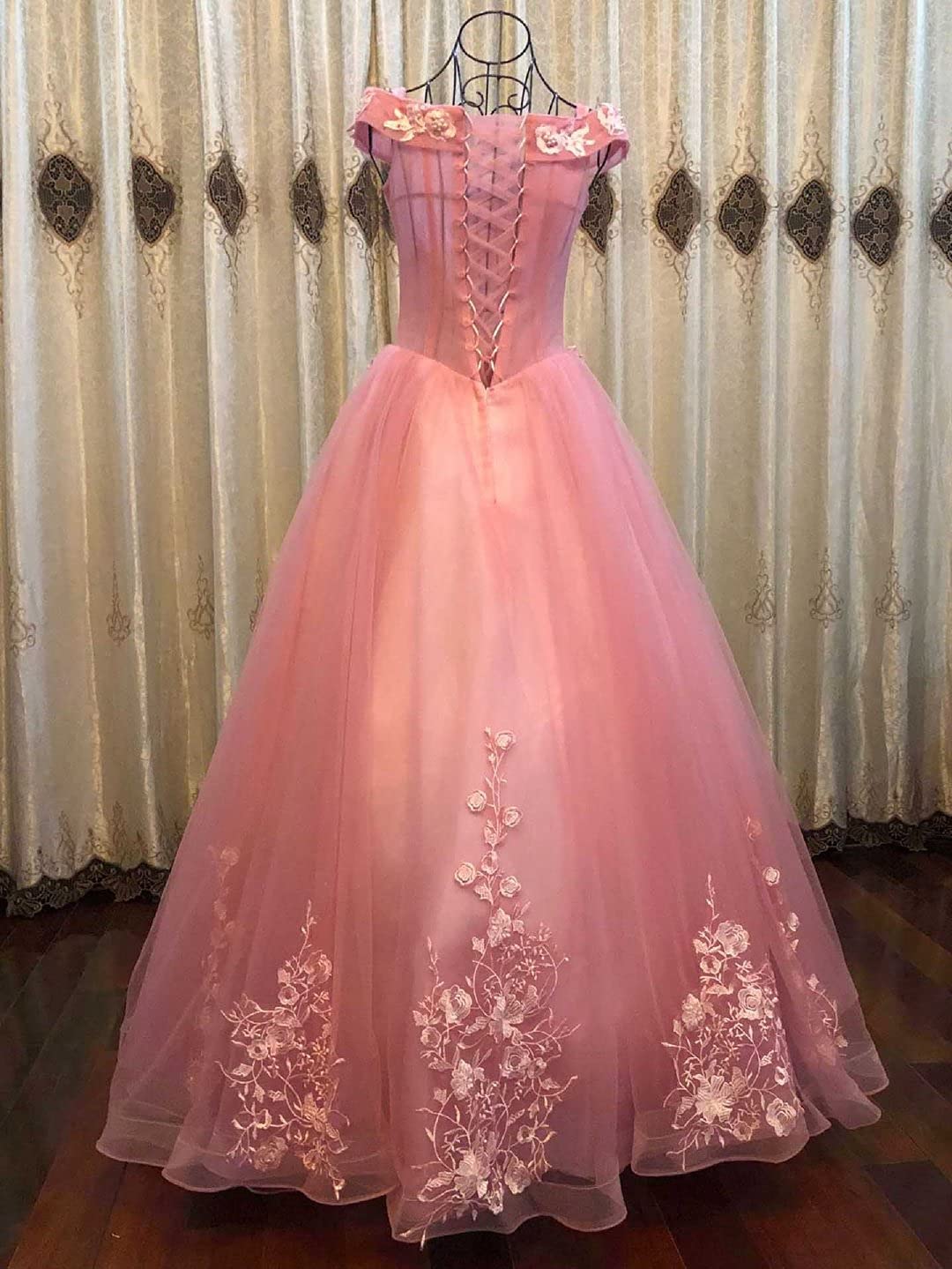 Schulterfrei Abendkleider Tüll Prinzessin Lange Party Ballkleider Quinceanera Kleider