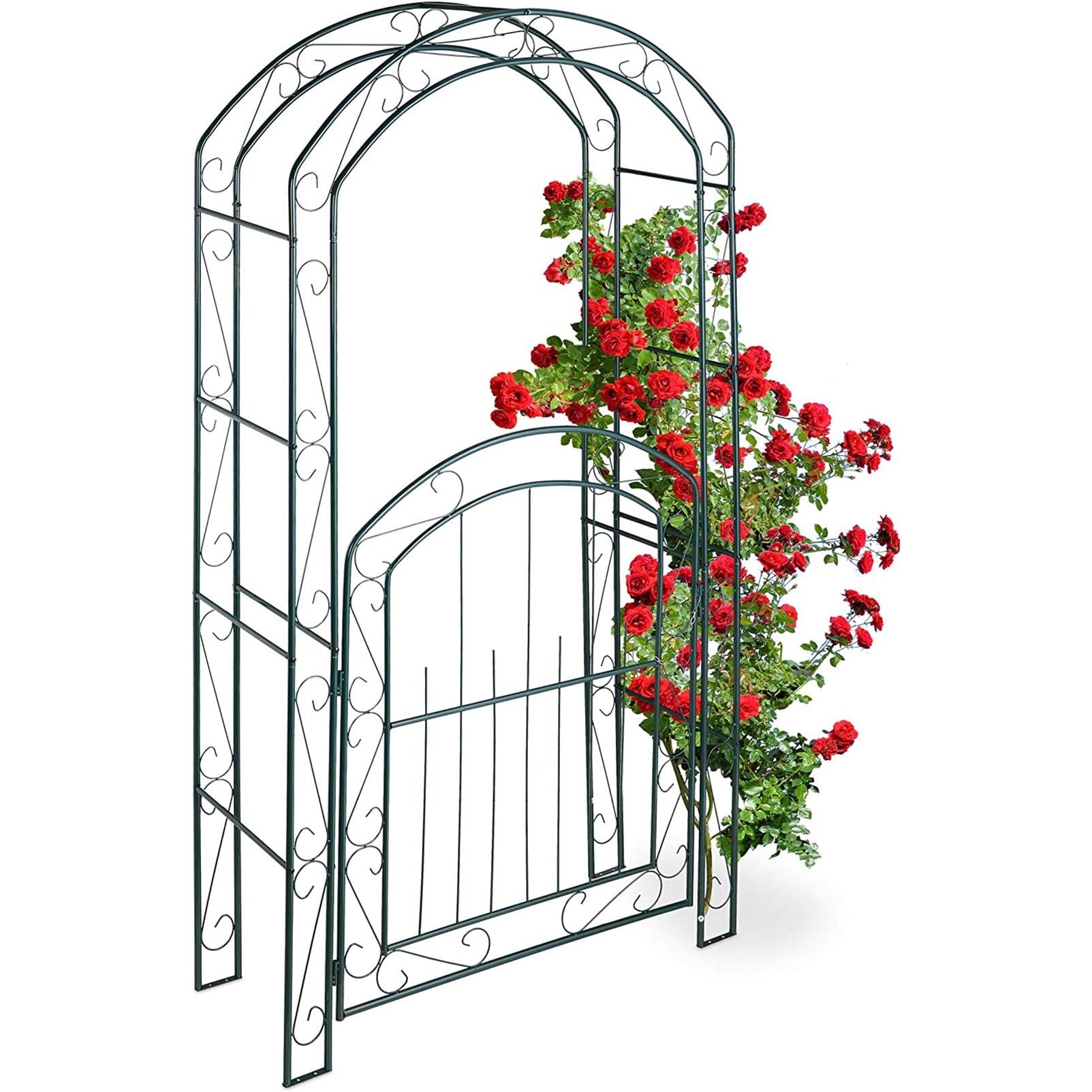 Buy Metal Garden Arch Rose Arch with Gate, Garden Growth Support