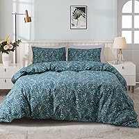 Vista 38 de EAVD Juego de ropa de cama de 3 piezas con funda de edredón floral azul, tamaño Full, algodón suave blanco y azul, juego de ropa de cama coqueto