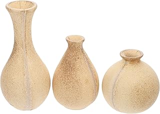Hand Made Wood Vase DIY Craft Set 3Pcs Unfinished Wooden Flower Holders Small Mouth Vase Dried Flower Container Home Desktop Decoration