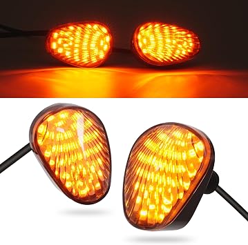 Benlari Flush Mount Motorcycle Turn Signal 2PCS 12V Smoked LED Indicator Light Blinker Compatible with Yamaha YZF R1 R3 R6 R6S TMAX MT-07 MT-09 Fazer FZ6 FZ1 FZ FZ6R FZ07 FZ8 FZ09,Amber