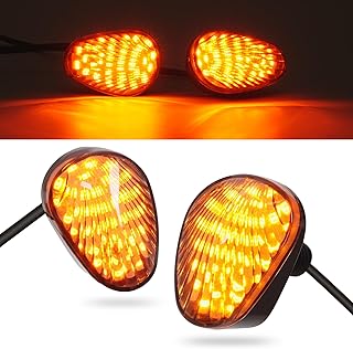 Benlari Flush Mount Motorcycle Turn Signal 2PCS 12V Smoked LED Indicator Light Blinker Compatible with Yamaha YZF R1 R3 R6 R6S TMAX MT-07 MT-09 Fazer FZ6 FZ1 FZ FZ6R FZ07 FZ8 FZ09,Amber