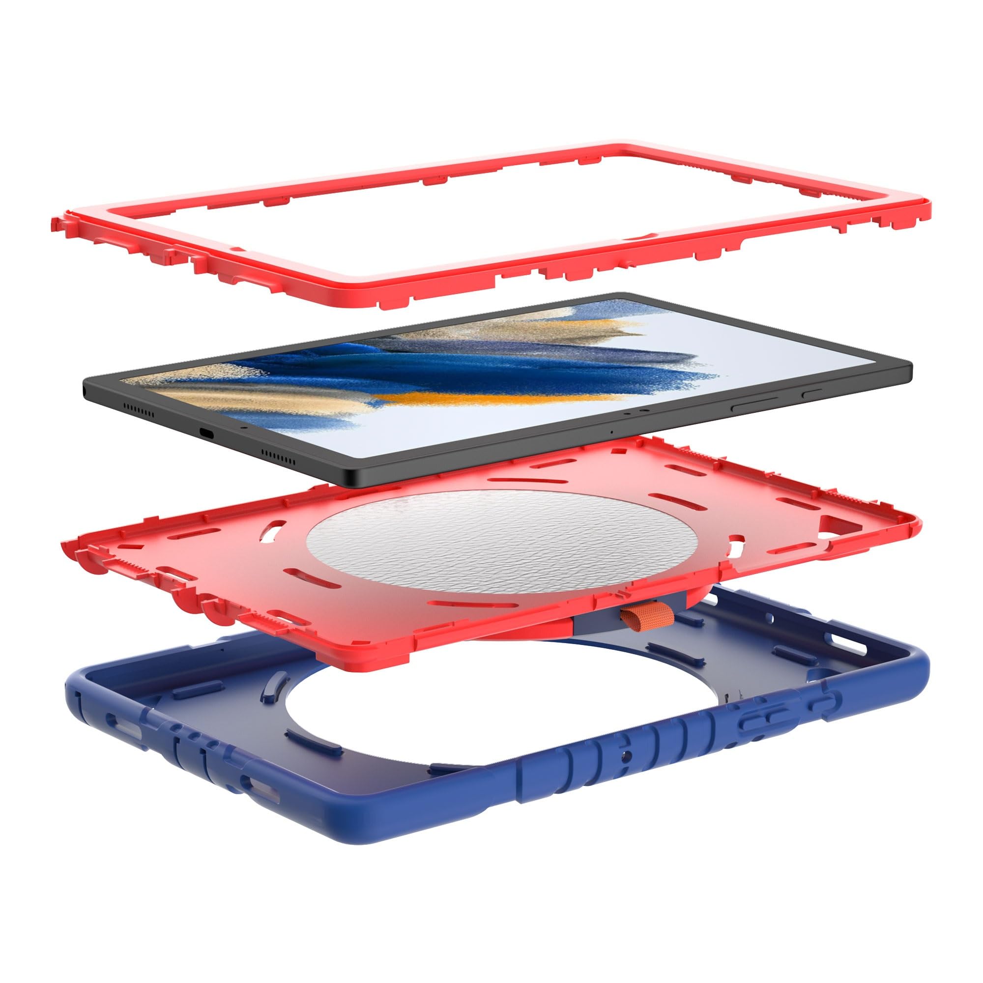 Custodia protettiva per tablet PC rigida e robusta custodia protettiva compatibile con Samsung Galaxy Tab A8 10,5" X200/X205 (2022) Tablet - Custodia protettiva antiurto, maniglia per il trasporto,