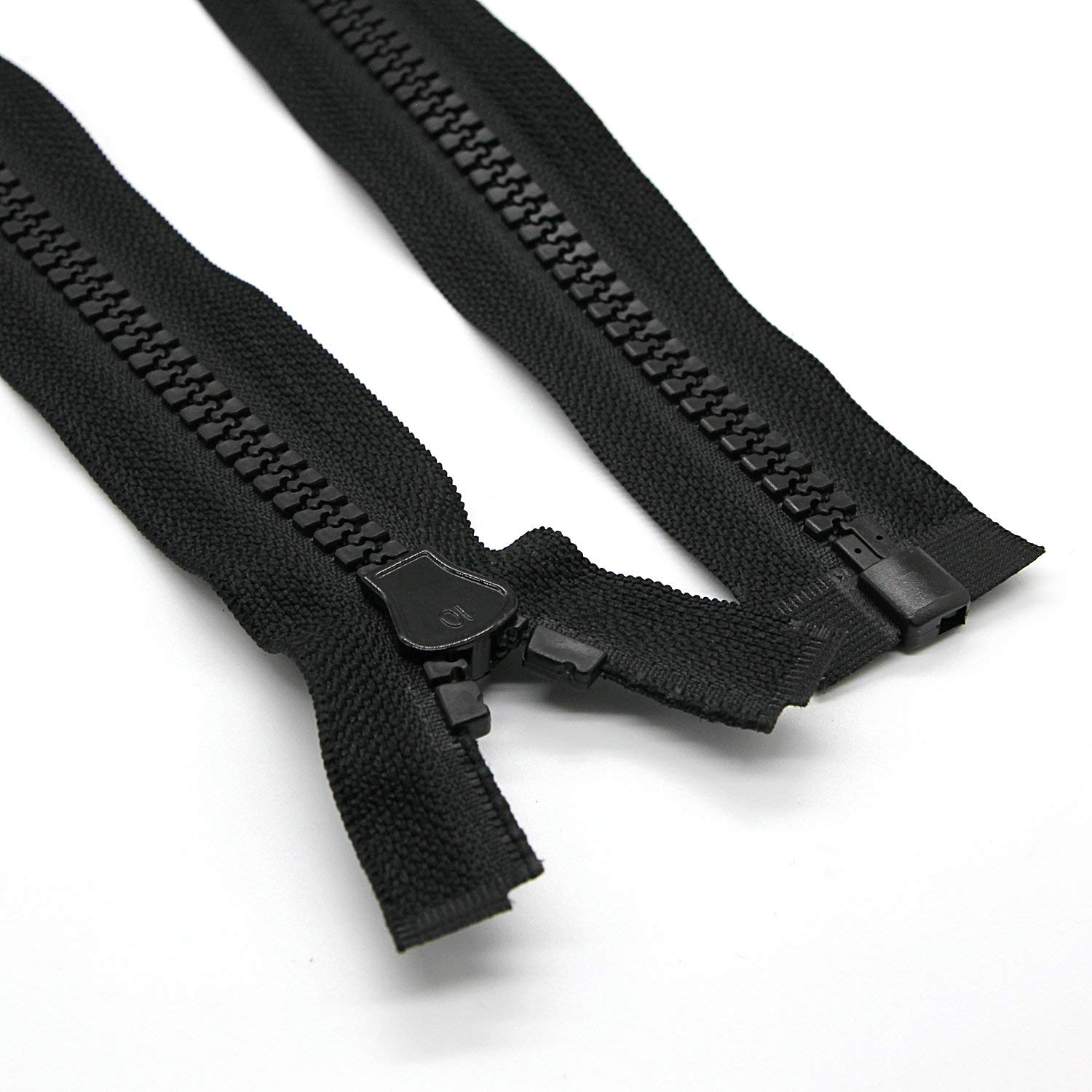 Leekayer #10 24 Inch Two-Way Separating Resin Zipper - Heavy Duty Black For Coats, Jackets, Parkas