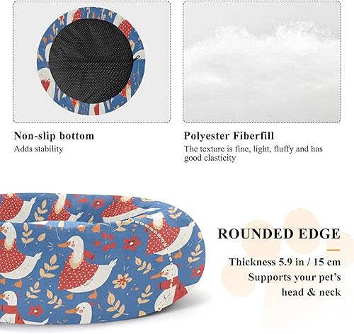 Miniatura 5 de Cartoon White Cute Duck Navy Blue Calming Anti Anxiety Pet Dog Bed fluffier Dog & Cat Cushion for Medium Size Pets Supplies Camas para mascotas