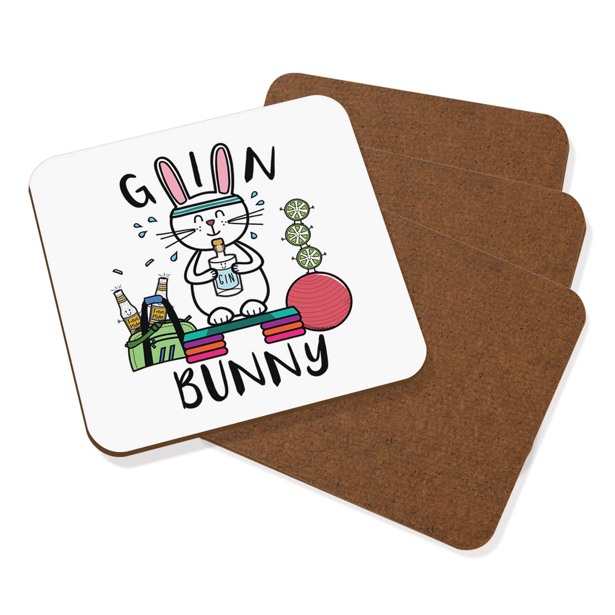 Gin Bunny Coaster Drinks Mat Set of 4