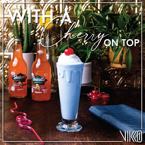 Miniatura 6 de Vikko Vasos de helado con pies, tazas de postre de batido de leche de 6.3 onzas para flotadores, batidos y helados, juego de 6