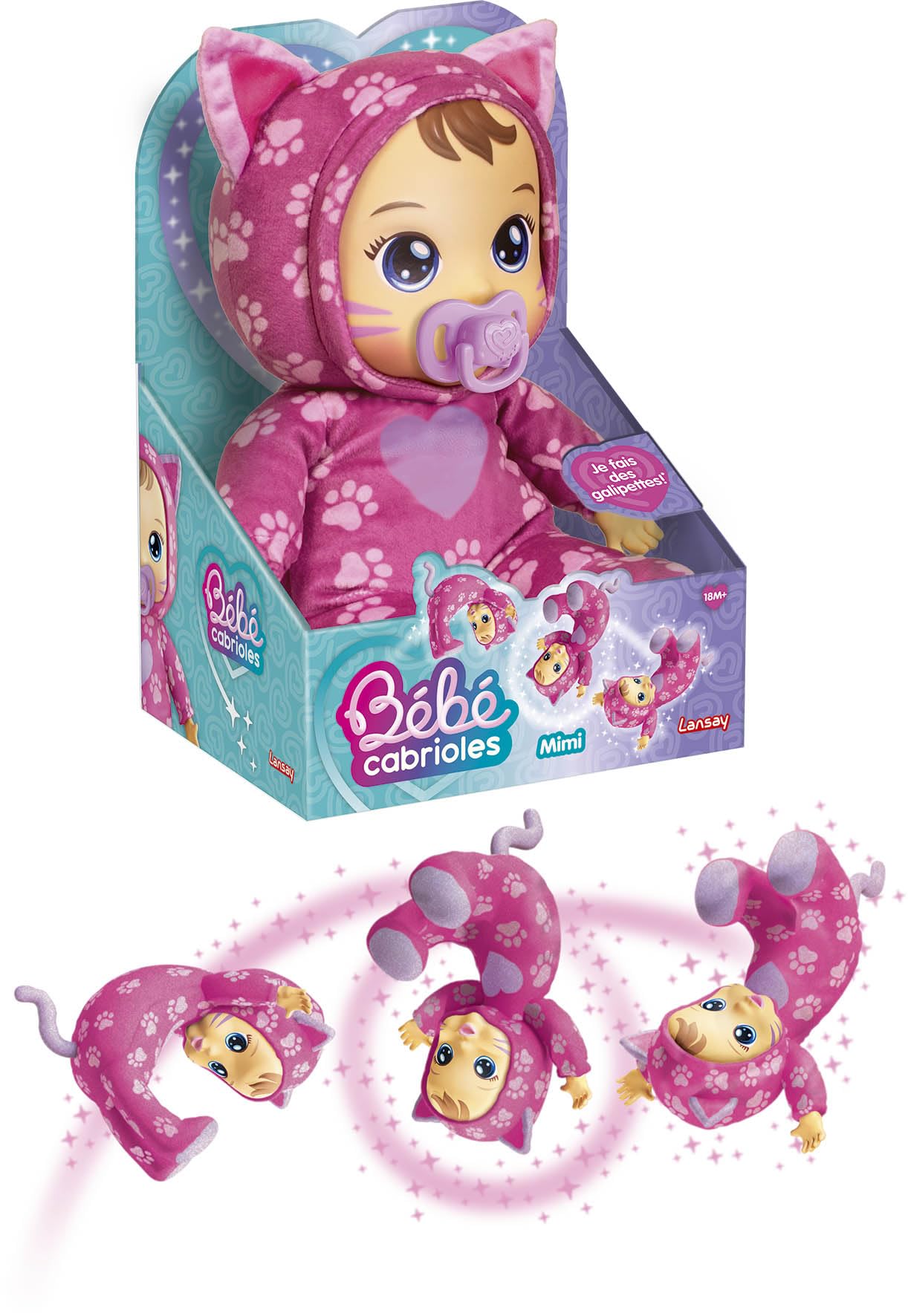 Lansay Mon BÉBÉ CABRIOLES Mimi Le Chat Poupée Interactive Pyjama Chaton Jouet Éveil 2 Ans+
