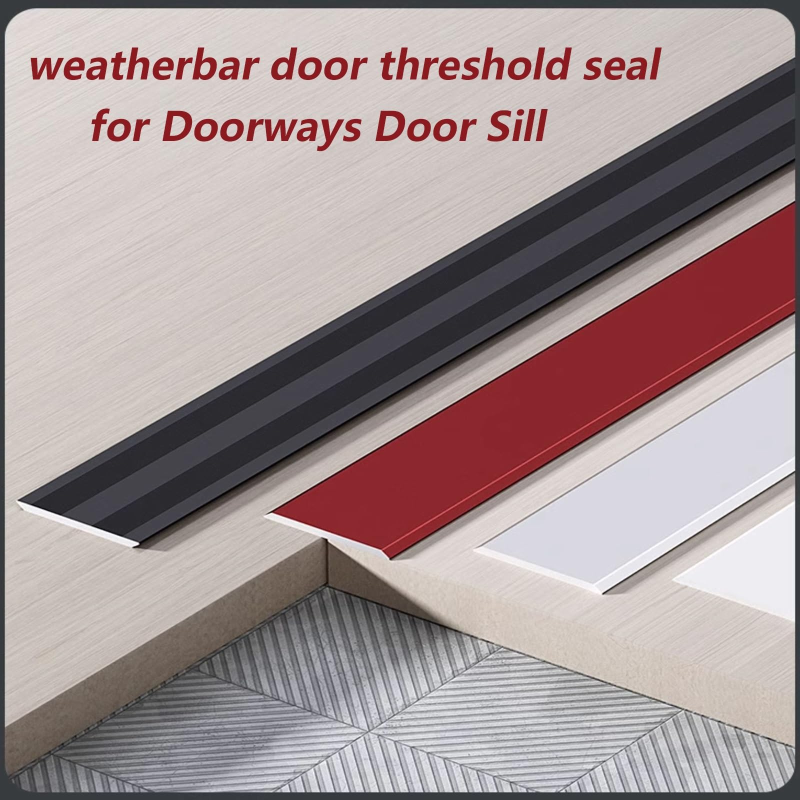 Umbral tapajuntas para suelo, perfil de compensación de altura Tira | 80-150cm Perfil de transición Aluminio, Tira de Impermeable Unión para Suelos(Red,33.0mmx125cm)