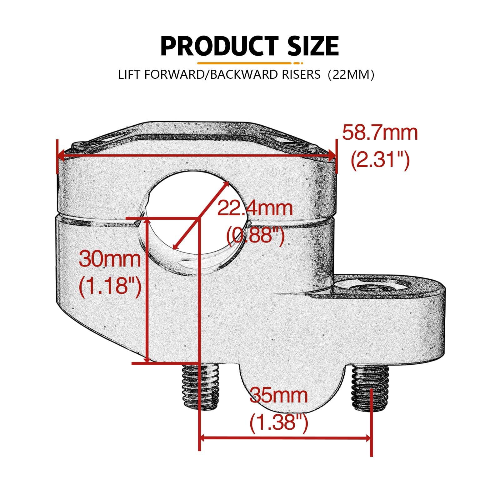 Risers De Guidon 22mm 25mm 28mm, Extension Arrière Déplacée pour Ducati Dirtbikes ATV