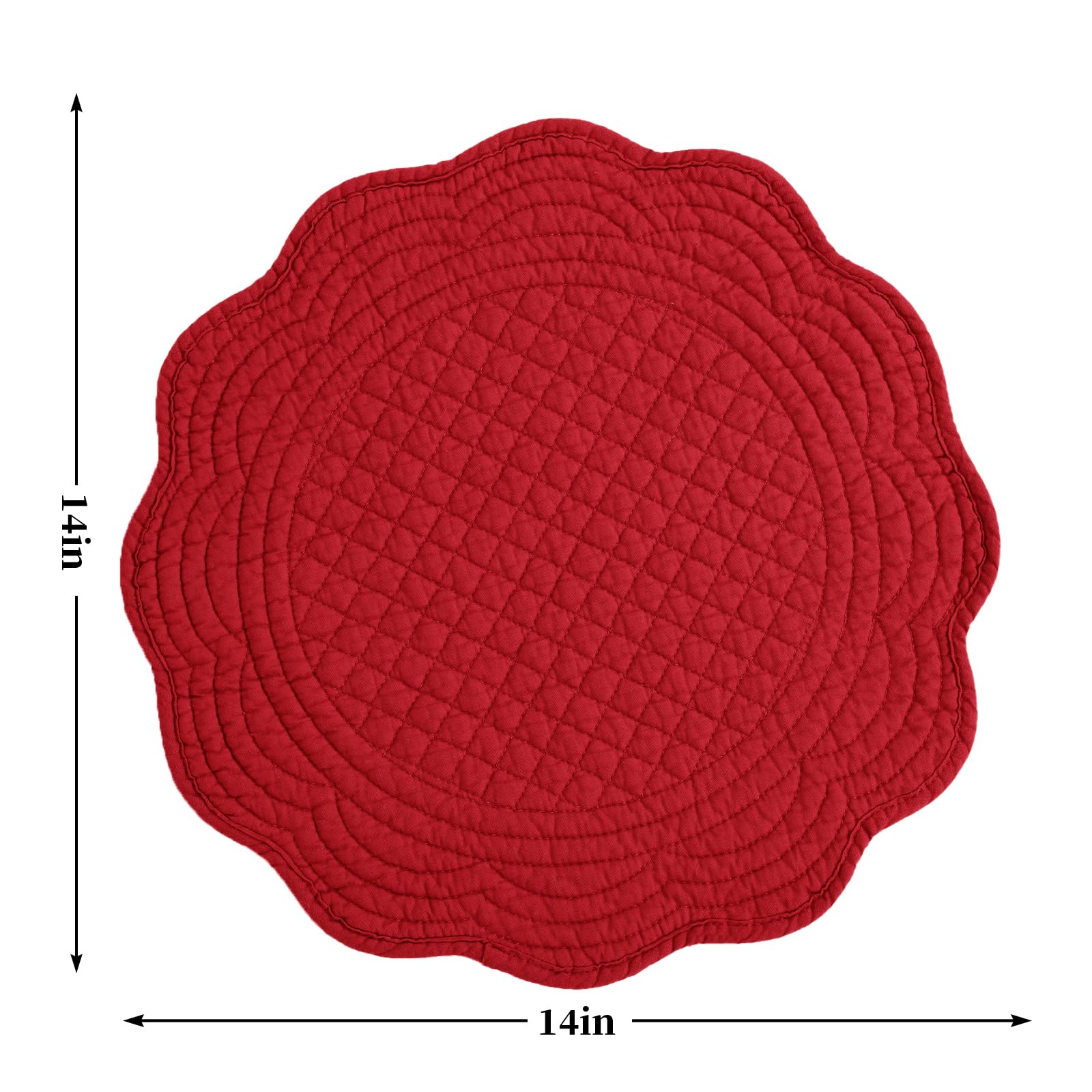 HOMBYS Quilted Placemats Set of 6 Washable Round Placemats for Kitchen Table-100% Cotton Fabric 13 Inch Round Table Mats, Cotton Fabric with Microfiber Filling, (13