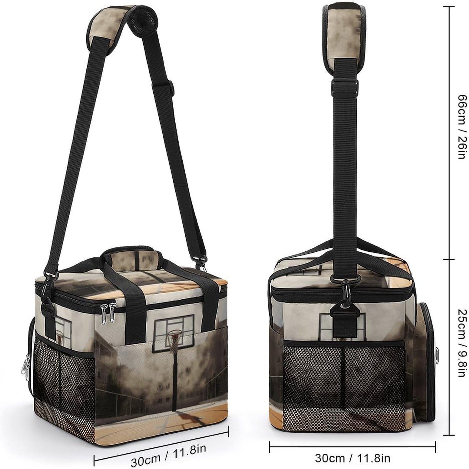 Camping Ice Pack, Amazing Basketball Court Print Cooler Bag, 22.5L Large Capacity Insulated Lunch Tote Bag for Outdoor, Picnic, BBQ, Travel, Work