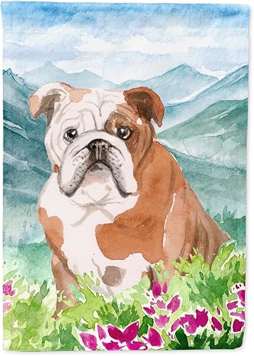 Caroline's Treasures CK1979GF - Bandera de Bulldog Inglés con diseño de flores montorias, tamaño de jardín, multicolor