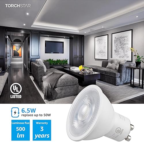 Miniatura 10 de TORCHSTAR Bombillas LED GU10 regulables, 500 lúmenes, equivalente a halógeno de 50 W, blanco frío de 4000 K, ángulo de haz de 40 para iluminación