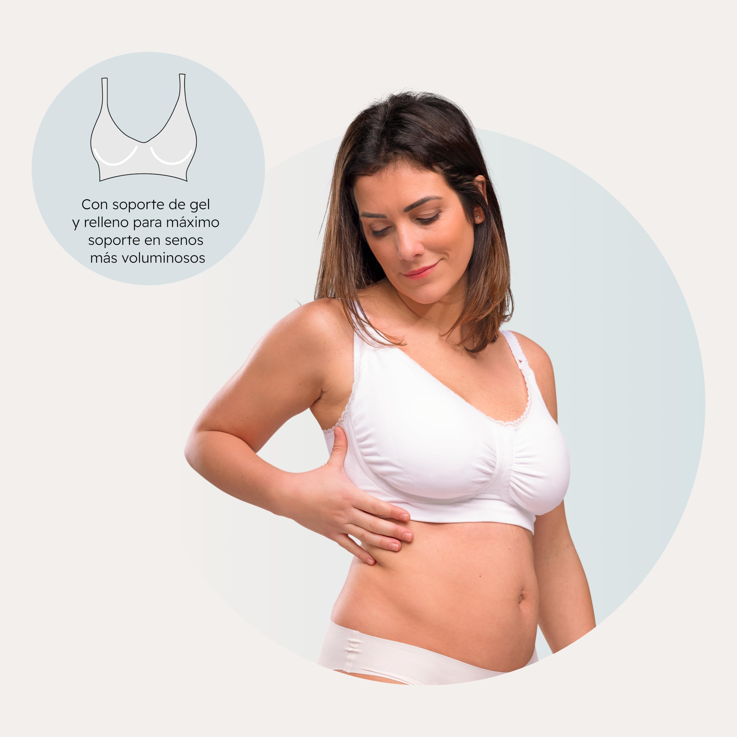 Carriwell Sujetador de Lactancia con Relleno y Soporte en Gel | Sujetador de Maternidad y Embarazo, Suave, Transpirable y sin Costuras | Aros de Gel Patentados | Confort, Sujeción y Estilo | S-XL