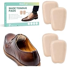Shoe Tongue Pads for Men & Women - Welnove 2 Pairs Suede Memory Foam Shoe Padding Cushion Soft Self Adhesive Inserts Filler for Boots, Leather Shoes, Dress Shoes, Loafers Beige, Size L