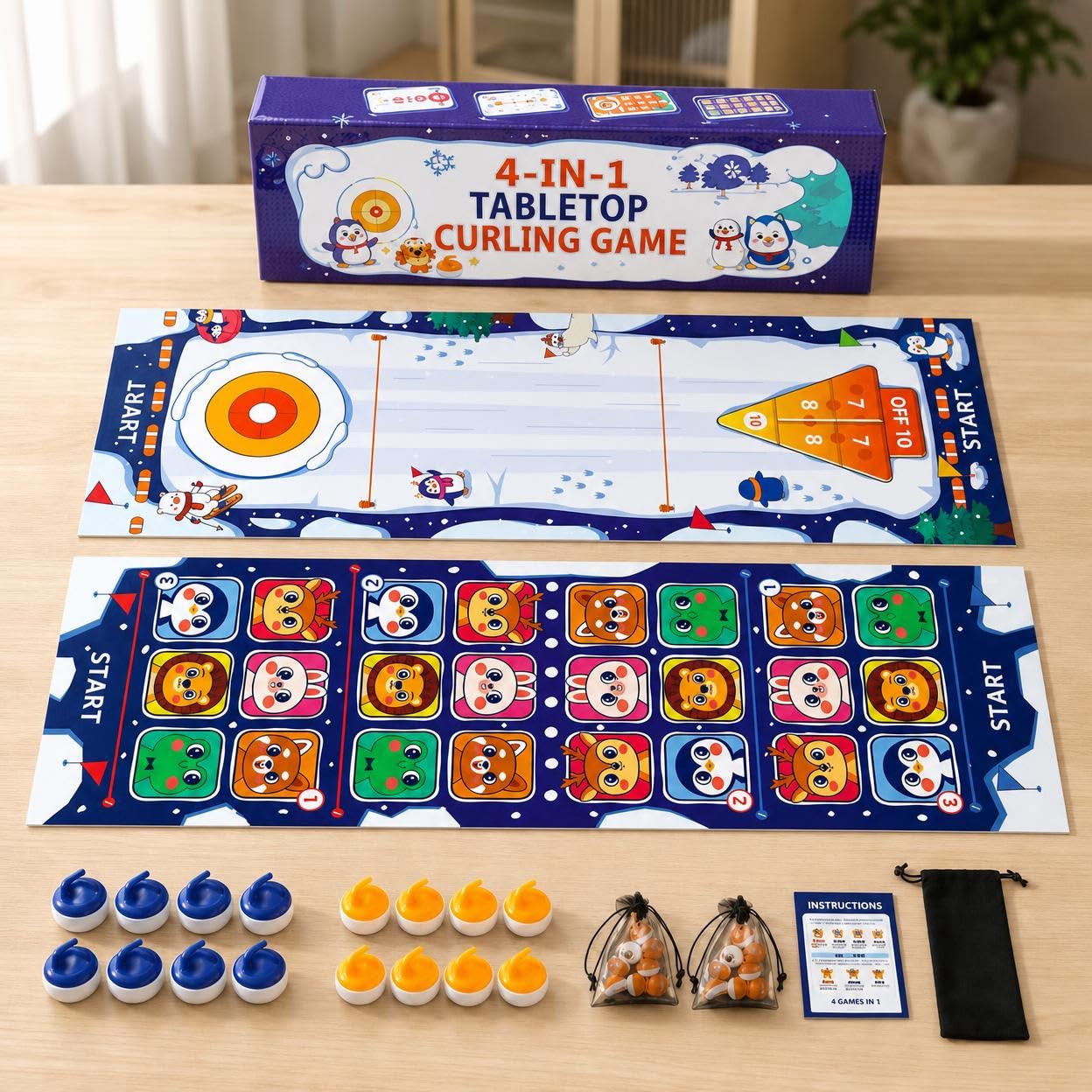 Tischspiele Set für Erwachsene, Roll-Up Geschicklichkeitsspiele, Minigolf für Zuhause, Spielesammlung Klassiker