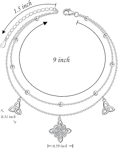 Miniatura 4 de Tobilleras para mujer de plata de ley S925 ajustable, pulsera de tobillo para pie de playa, regalo de joyería