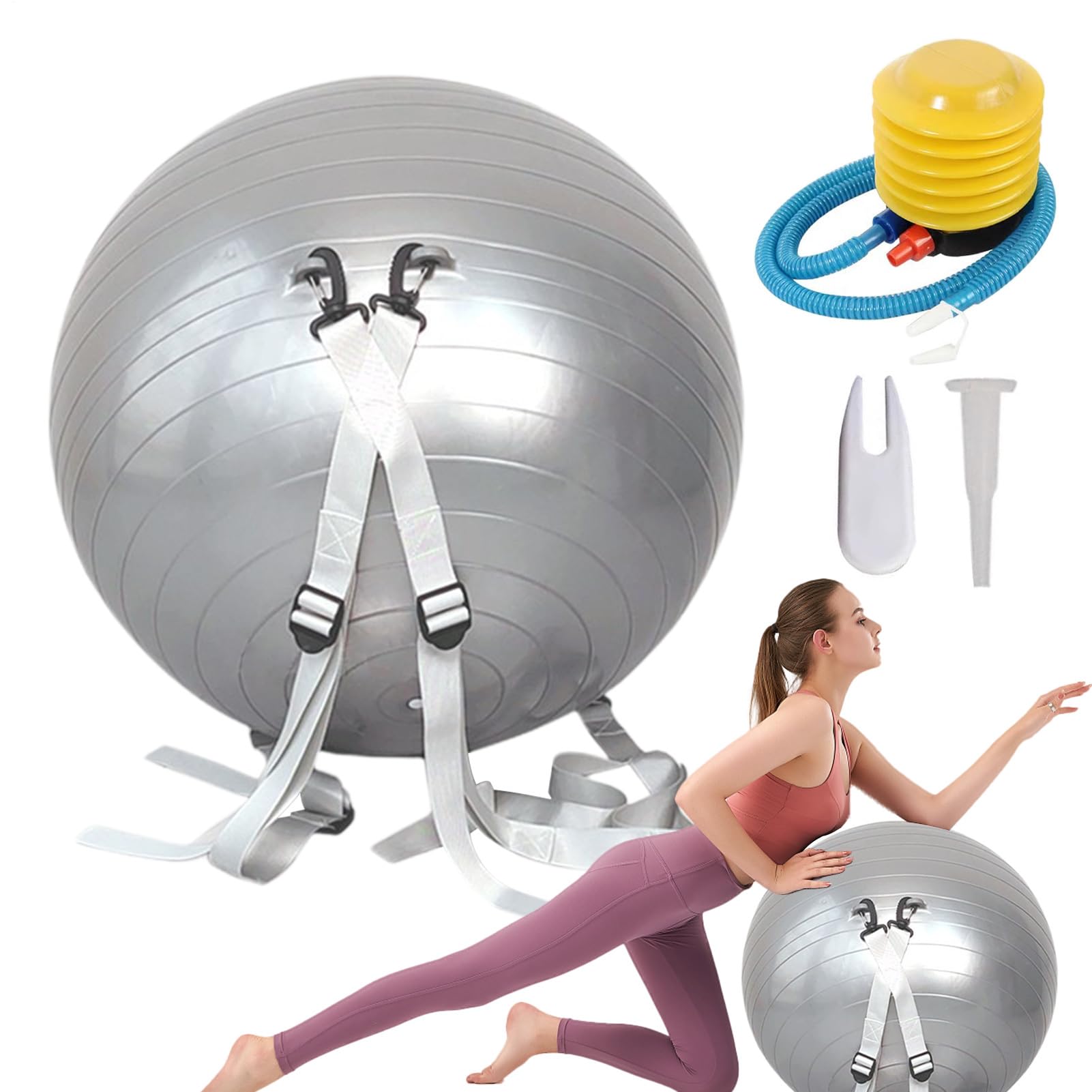 Pelota asistida para volteretas, pelota de voltereta, para yoga, fitness auxiliar, multifuncional, para volteretas asistidas, capacidad de 250 kg, superficie antideslizante para