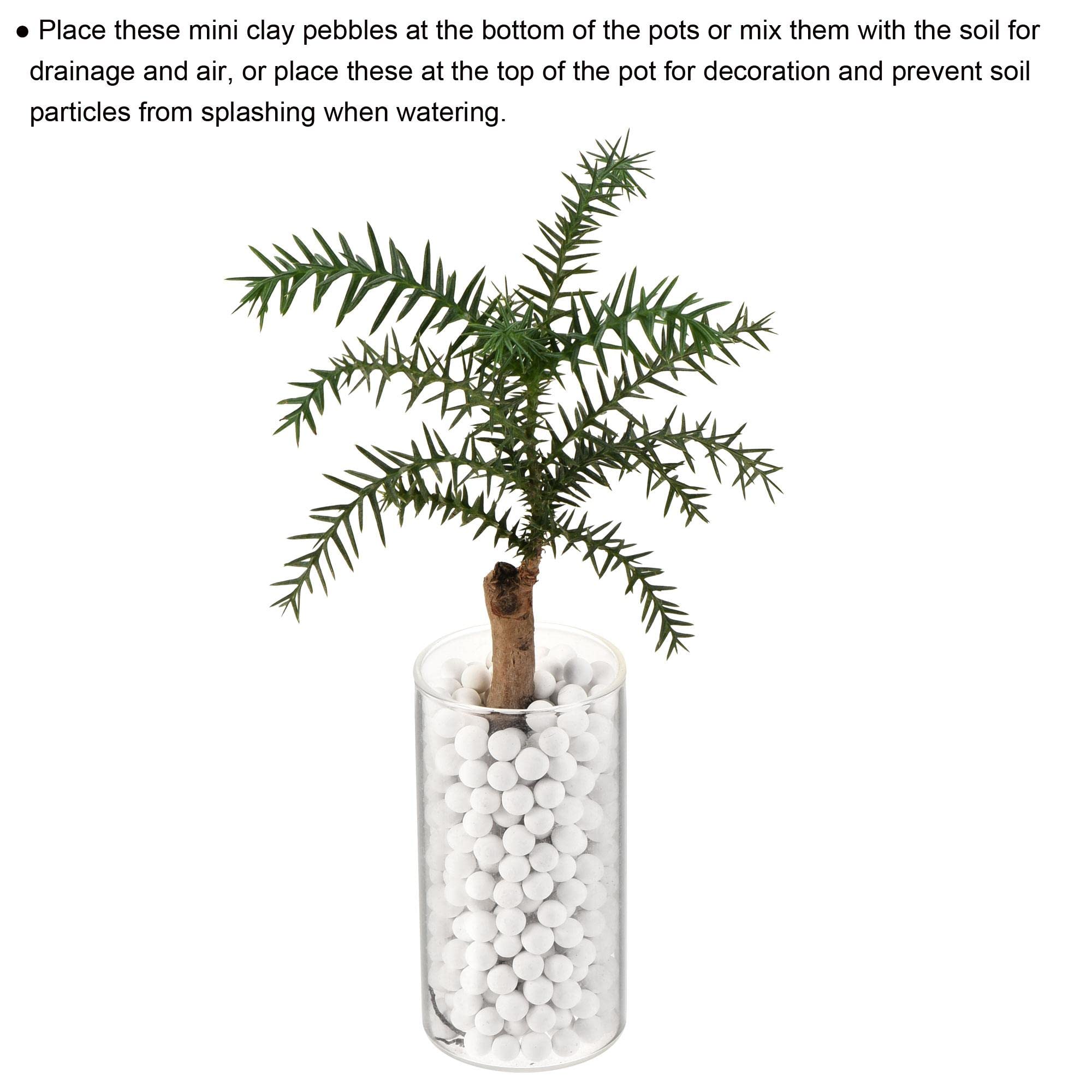 sourcing map Argile Galets 7-8mm 0.22 lbs Blanc Jardinage Pot Boules pour Hydroponique Culture Vases Fournitures Bonsai Décoration