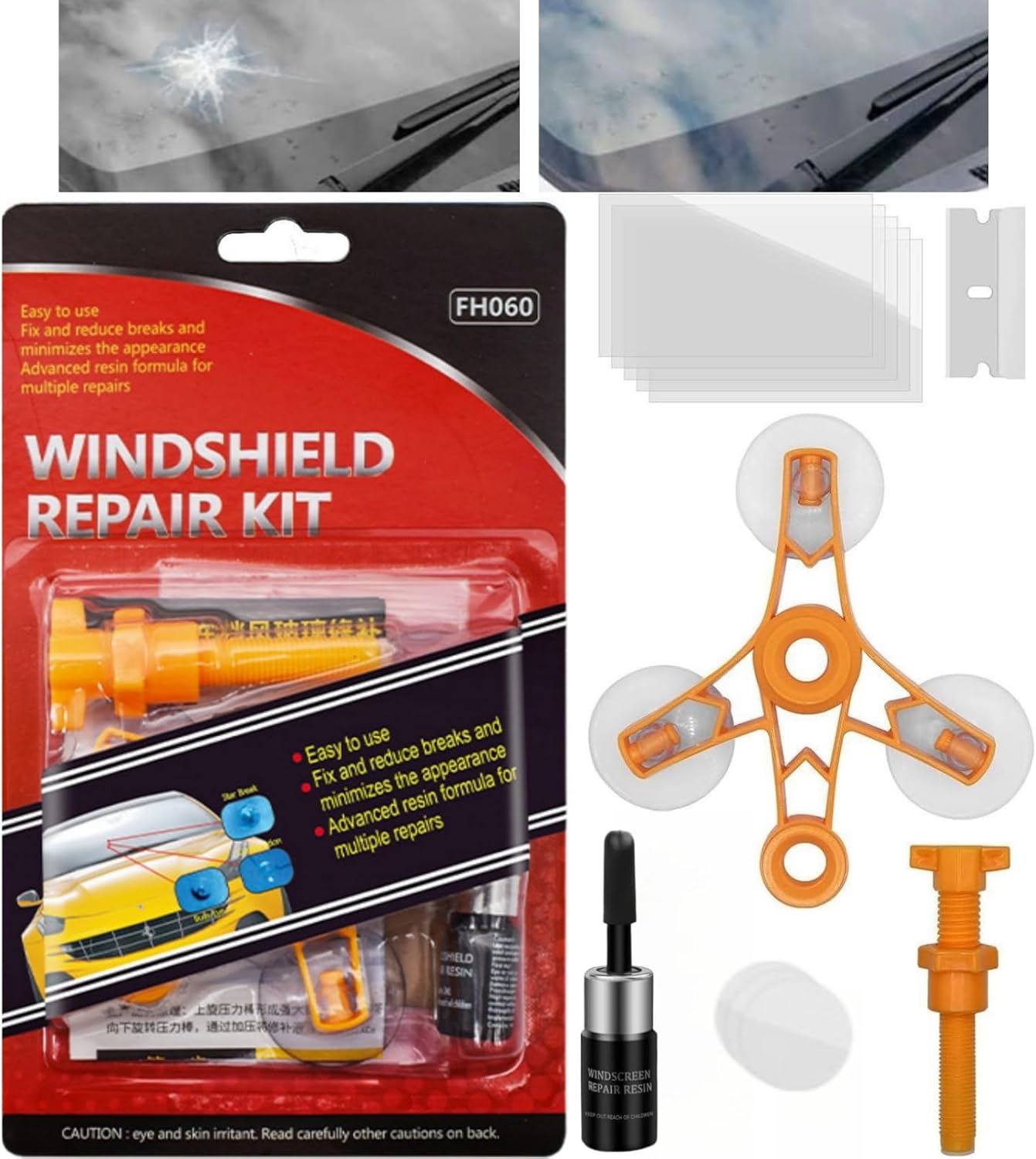 Car Windscreen Repair Kit,Nano Glass Scratch Remover,Resin Glass Repair