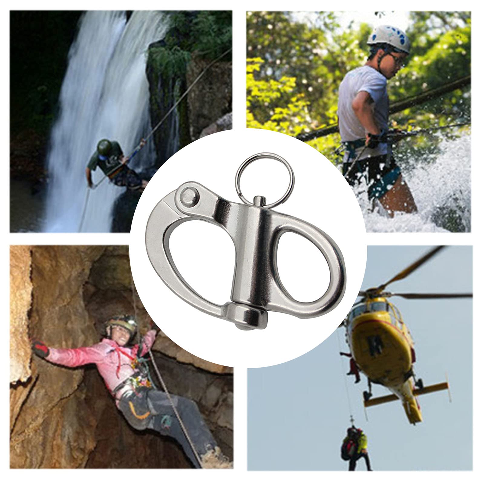 Manille Rapide en Acier et Inoxydable Manille pivotante pour escalade et bateau, acier inoxydable, 2 pièces