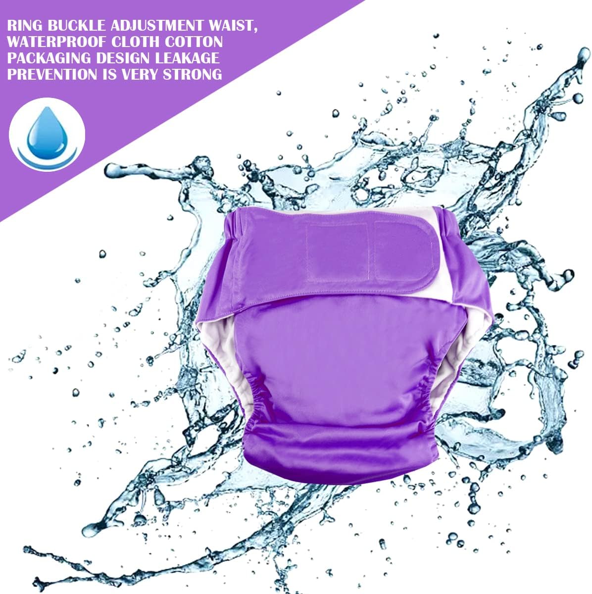 FERCAISH Reusable Adult Cloth Diaper, Washable and Waterproof Elderly Incontinence Protection Nappies Underwear with Maximum Absorbency for Adult Incontinence Care,Elderly, Pregnant, Disabled
