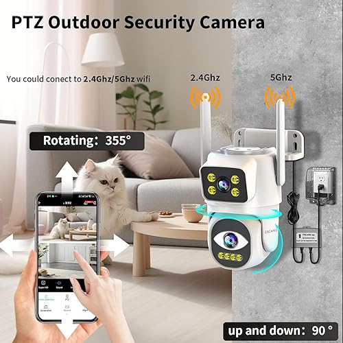 Miniatura 4 de Cámara de seguridad de doble lente para exteriores, cámara WiFi para seguridad del hogar, vigilancia en el hogar al aire libre, PTZ, audio de 2