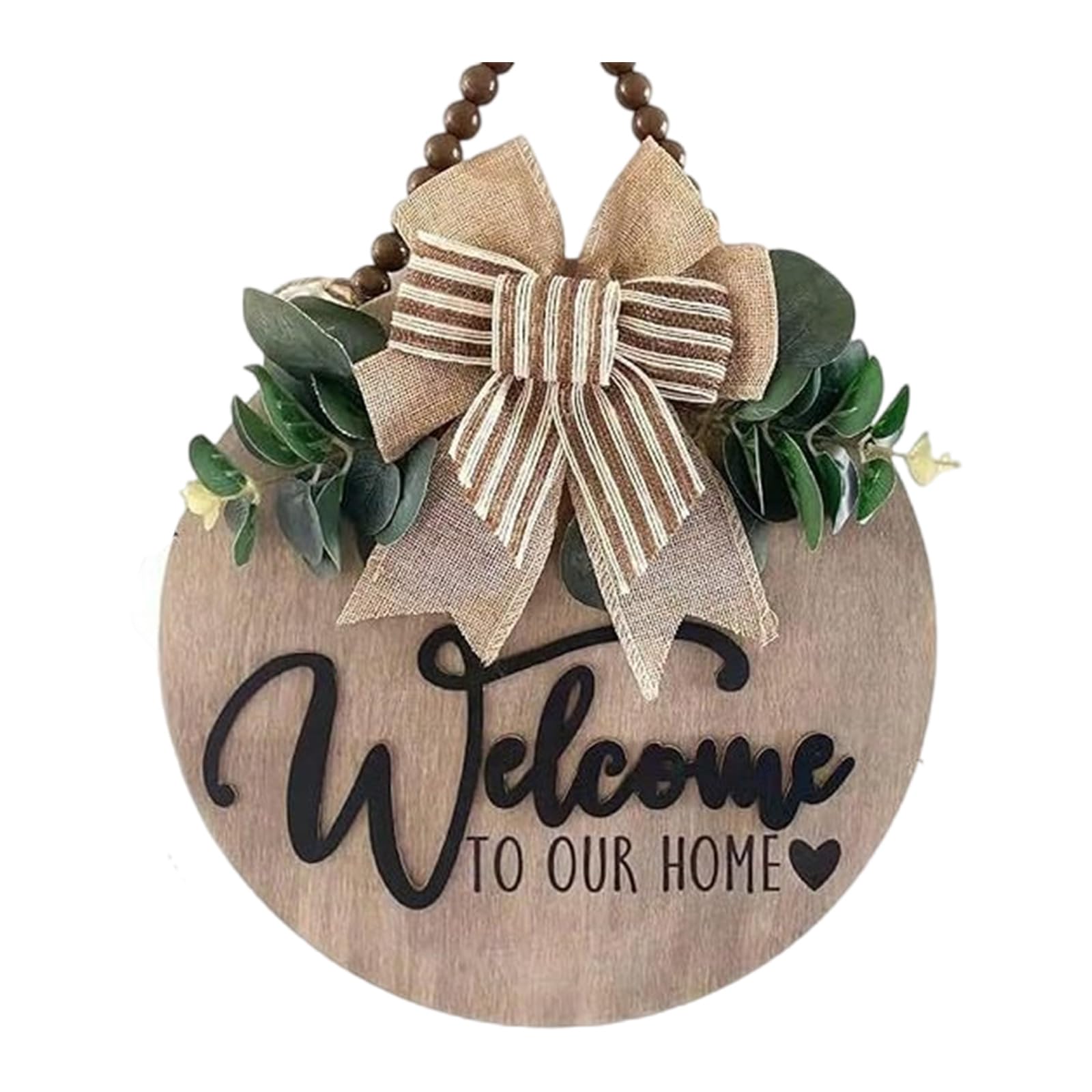 hogtnd Rural Farmhouse Welcome Sign Round Wooden Wall Decor for Home Entrance Garden Entrance 13" Wreath Funny Entrance Sign