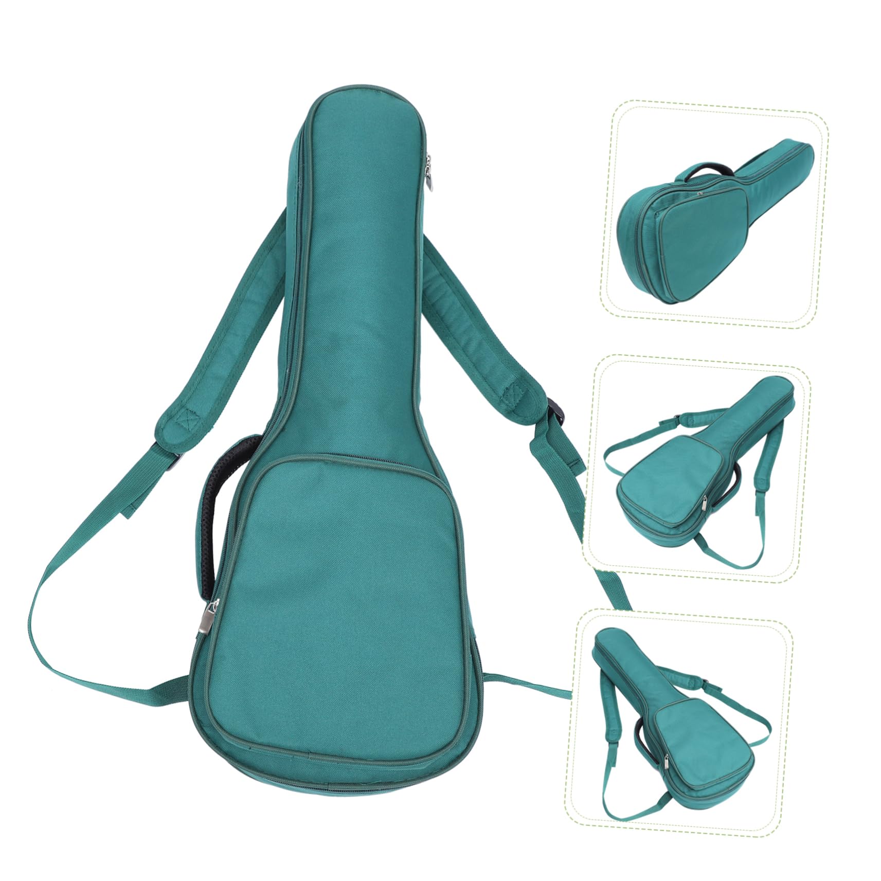 Bolsa para Ukelele Correa de Hombro Ajustable de Tela Oxford Forro Acolchado Verde y Diseño Portátil para Transporte Cómodo