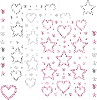 Shimmeroo 3 Sheets Rhinestone Stickers,Self-Adhesive Gem Stickers Gemstone Sticker Gems Bling Face Gems for Women for Faces Eye Makeup Body Headphone