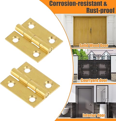 Miniatura 4 de Bisagras de latón macizo, 10 unidades, bisagras de caja de joyería, gabinete de cajón, bisagra a tope de 1 pulgada para caja de madera con tornillos