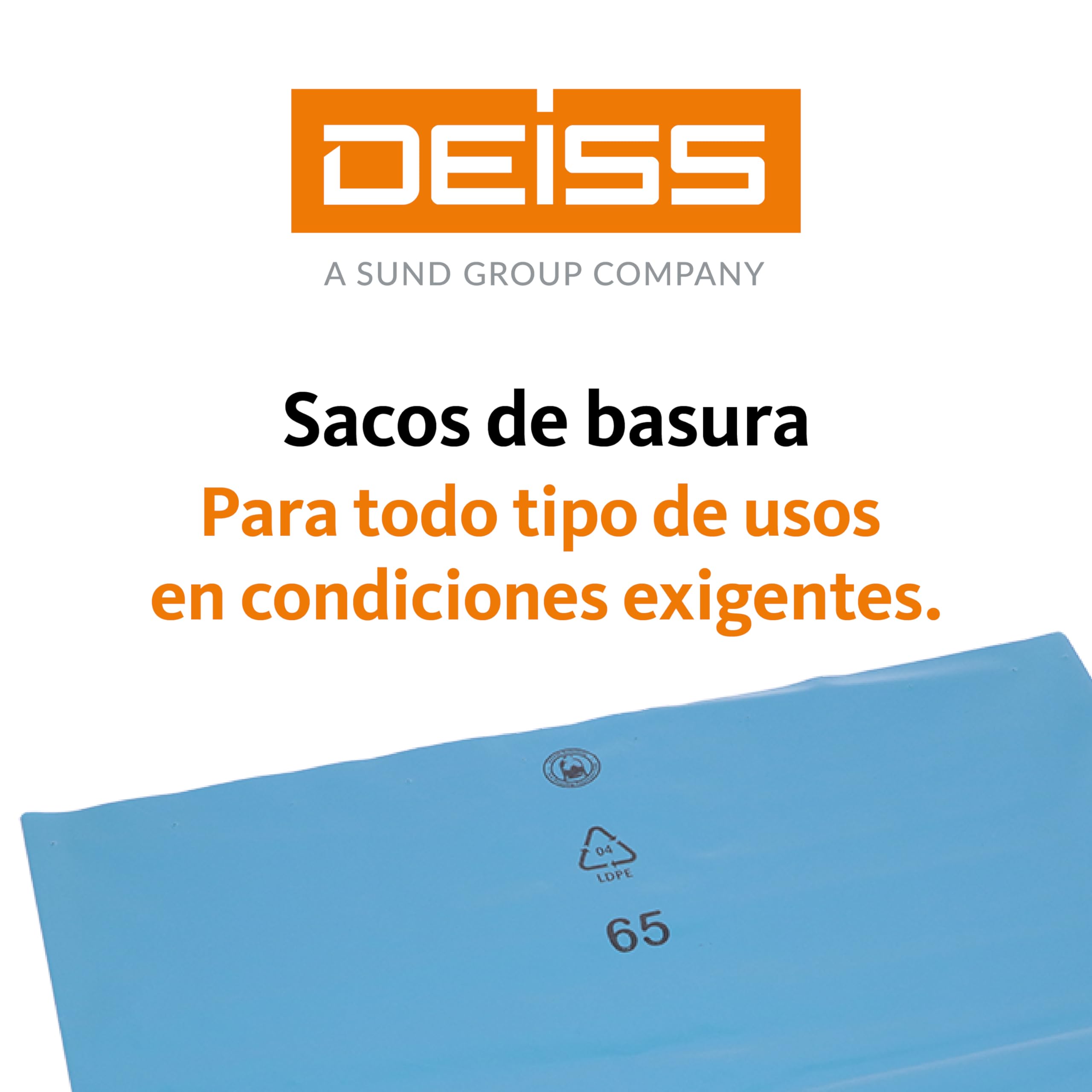 DEISS Bolsas de Basura Industriales 240L – 25 Unidades – Azul, Extrafuertes, Alta Capacidad – Saco de Residuos para Contenedores Grandes y Uso Profesional