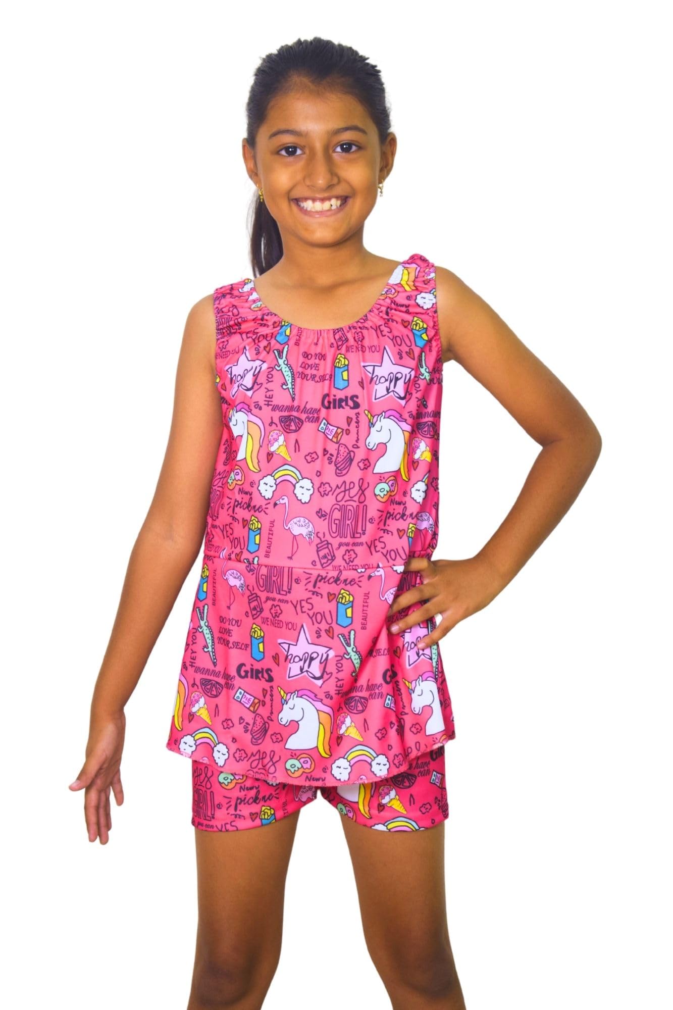 Aquaholic Girls Swimming Dress/One Piece/Bathing Suit for Kids, Cute & Comfortable Swimwear | Swimming Costume - Pink-image-17