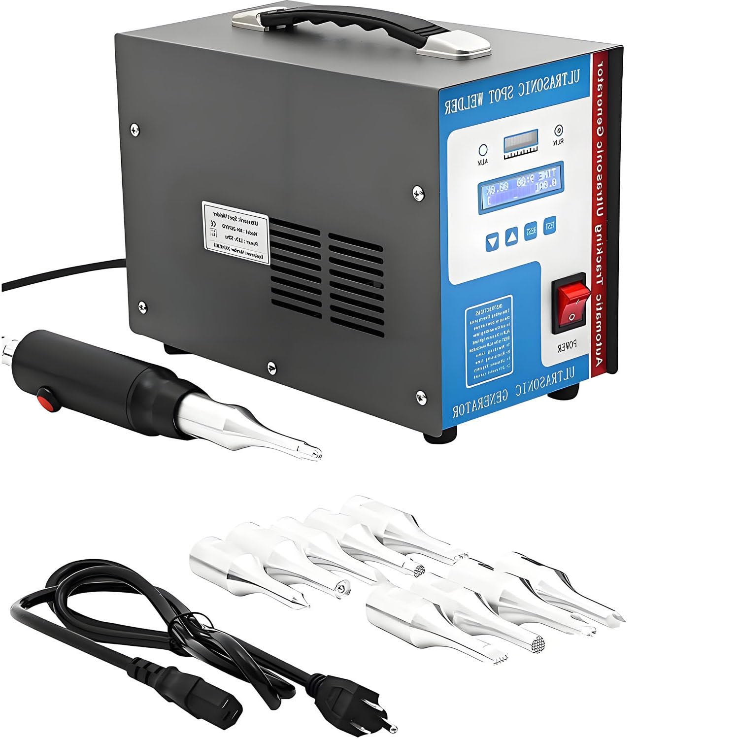 Soldador de Punto de plástico ultrasónico 700W, 28KHz con Pantalla LCD – Soldaduras PP, PVC, Pet, ABS Rápido, Manija portátil, Herramienta Industrial para Textiles y reparación de automóviles