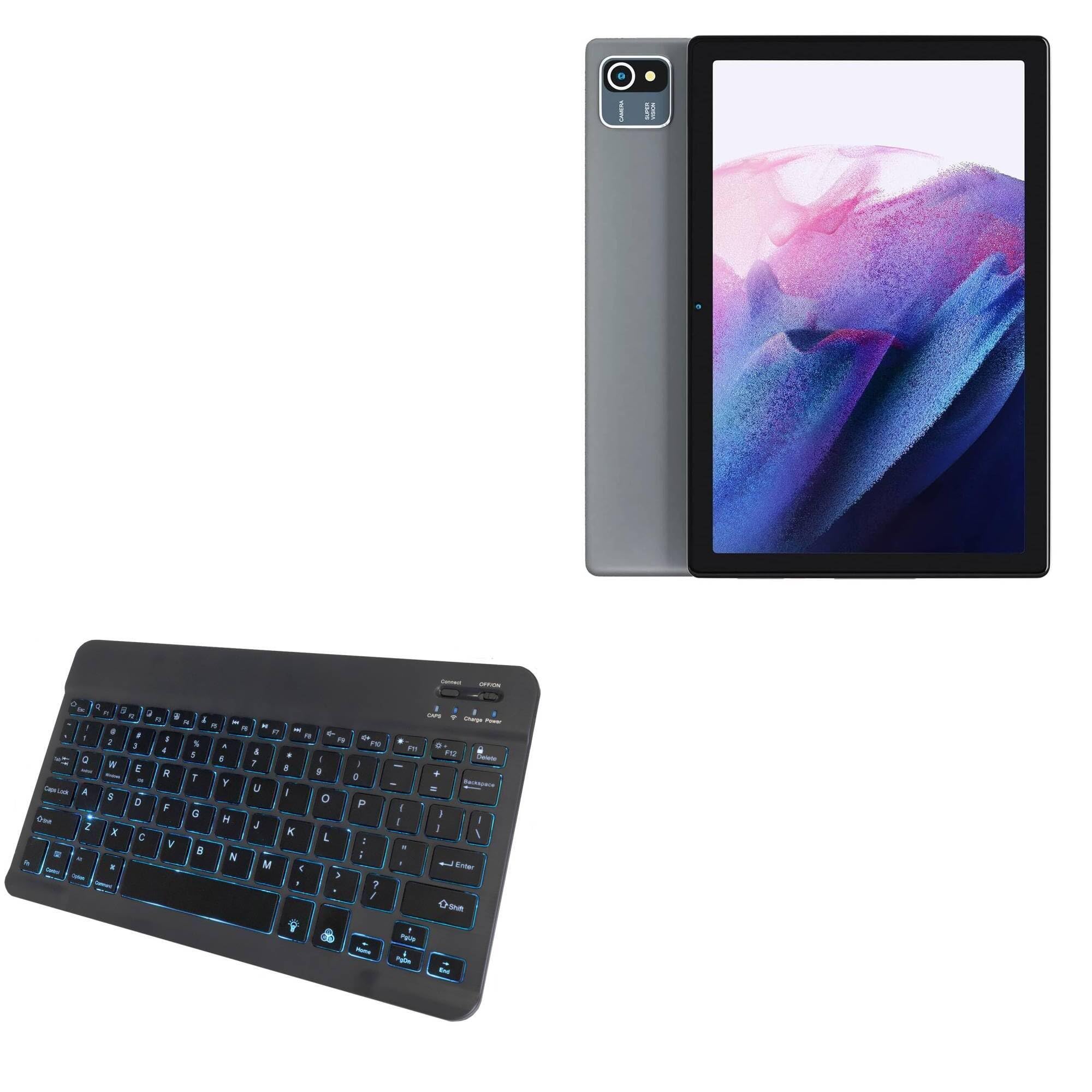 BoxWave Keyboard Compatible with Okaysea Tablet MB1001 (10.1 in) - SlimKeys Bluetooth Keyboard - with Backlight, Portable Slim LED 7 Colors - Jet Black
