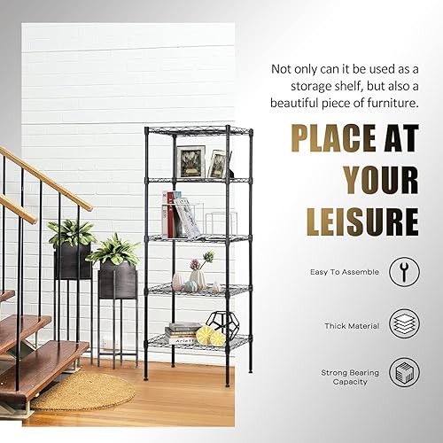 Miniatura 13 de Estantería de alambre de 6 niveles, estantes de metal de 60 x 23 x 13 pulgadas, estante de almacenamiento de metal resistente, estante de alambre